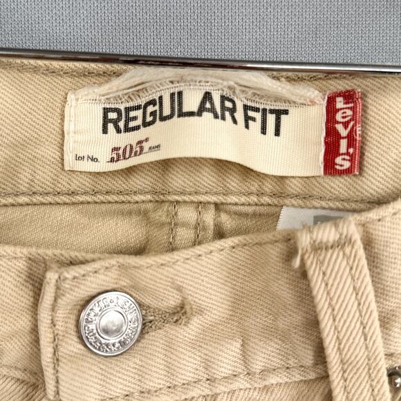 Levi's 505 Jeans Mens 34x26 Regular Fit Straight Tan Brown Red Tab Retro 90s Y2K - Picture 9 of 16